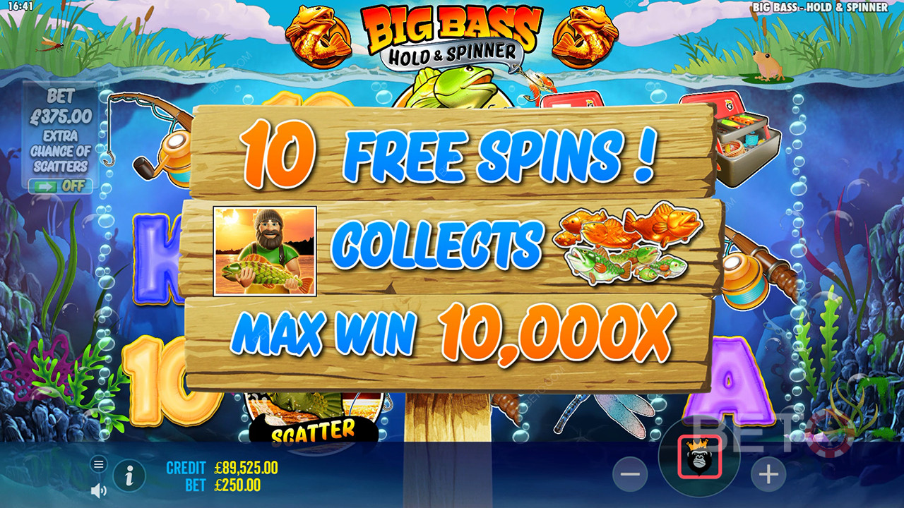 Big Bass Bonanza Hold and Spinner Video Slotunda bahsinizin 10.000 katını kazanın!