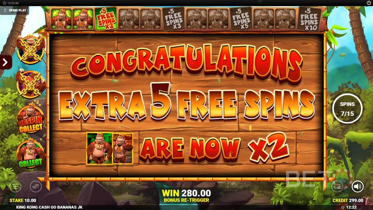 King Kong Cash Go Bananas Slot Makinesinde bahsinizin 50.000 katını kazanın!