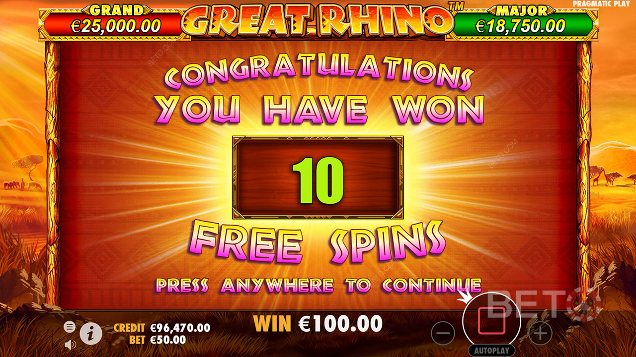 Great Rhino Online Slot oyununda bahsinizin 500 katını kazanın!
