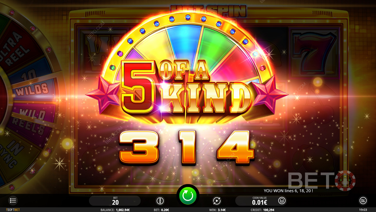 0,20 € ile 20,00 € arasında bahis yapın ve muazzam miktarlar kazanın Hot Spin Deluxe