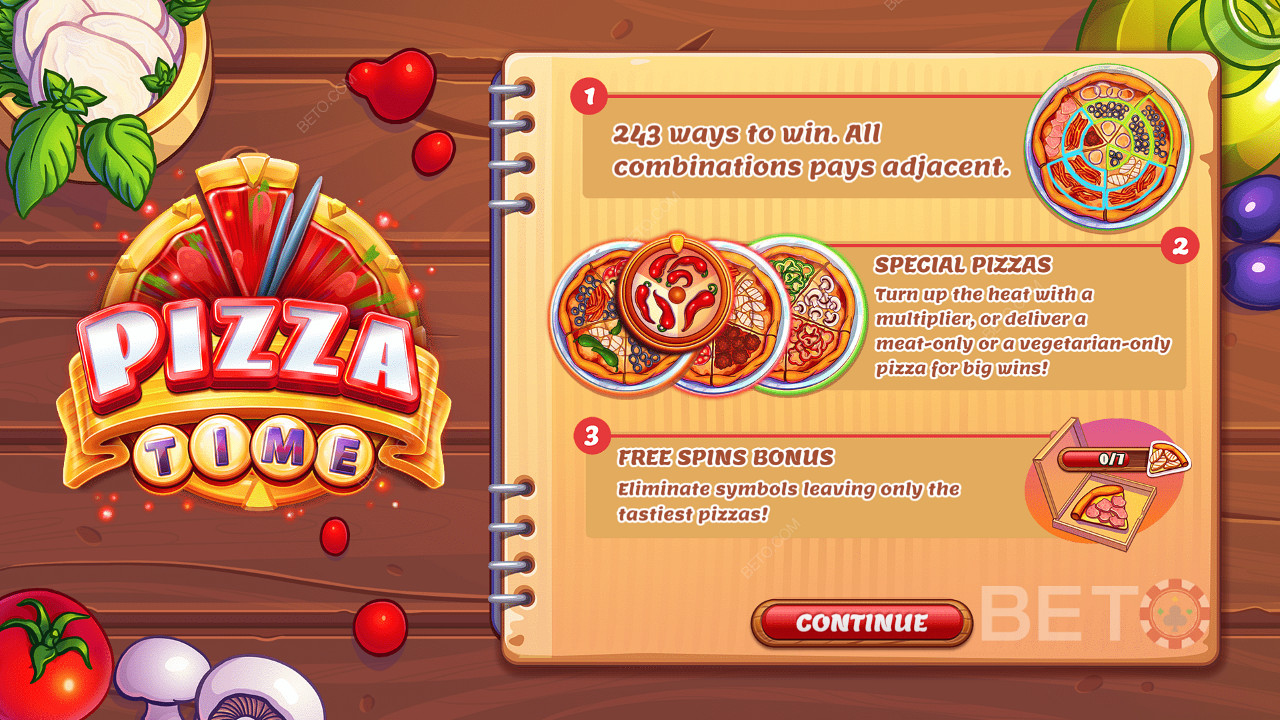 Hakkında biraz bilgi gösteren başlangıç paneli Pizza Time