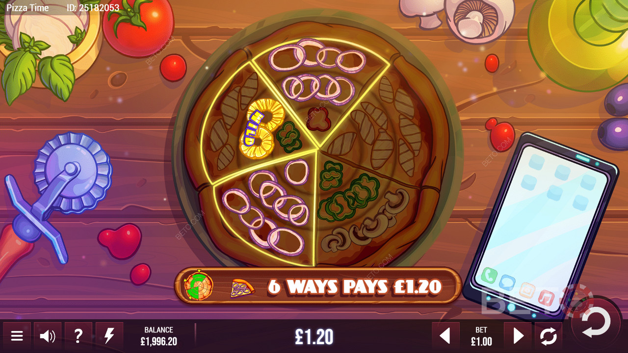 Dairesel formatta Pizza Time farklı ödeme çizgileri