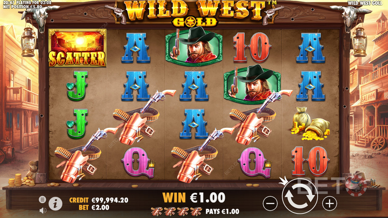 Yüksek maaşlı bir kombo Wild West Gold