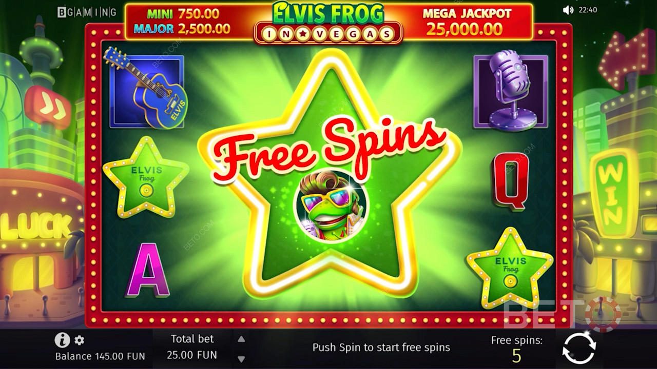 Bonus Oyunun kilidini açmak ve 5 Serbest Döndürme kazanmak için 3 Scatter sembolü denk getirin