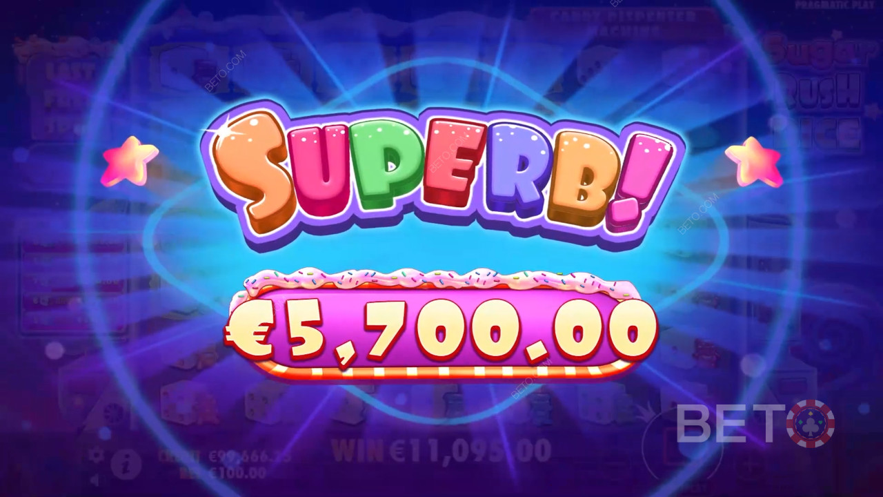 Sugar Rush Dice Video Slotunda bahsinizin 5.000 katını kazanın!