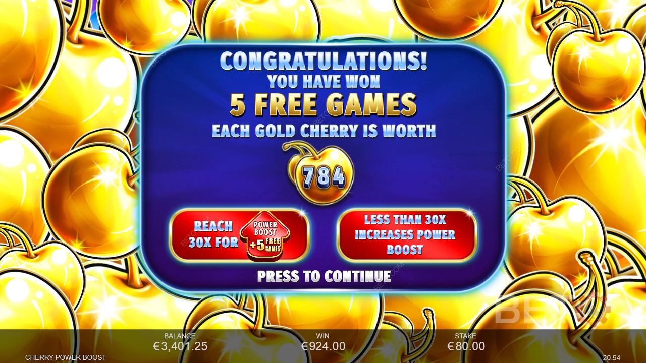 Cherry Power Boost Online Slot oyununda bahsinizin 2.500 katını kazanın!