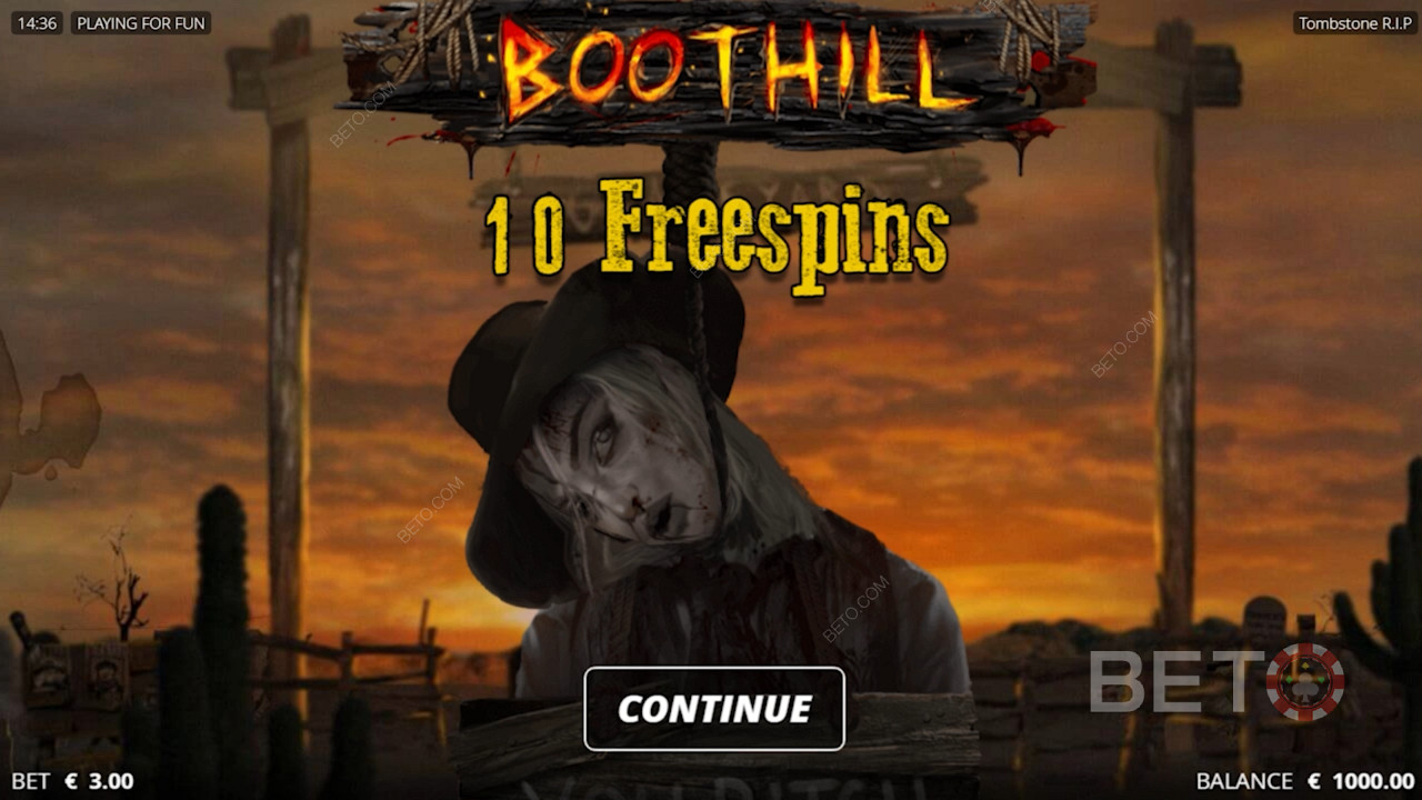 10 Boothill Ücretsiz Döndürme tetiklemek için bir Boothill Dağılımıyla birlikte 3 Hang 