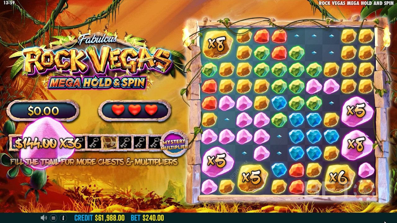 Çeşitli renklerdeki kayaları toplayın ve bonus döndürmelerde büyük kazanın