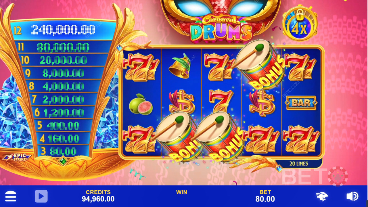 Carnaval Drums BETO Slots tarafından incelendi