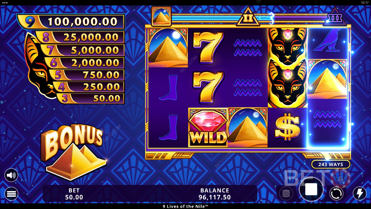 9 Lives of the Nile BETO Slots tarafından incelendi