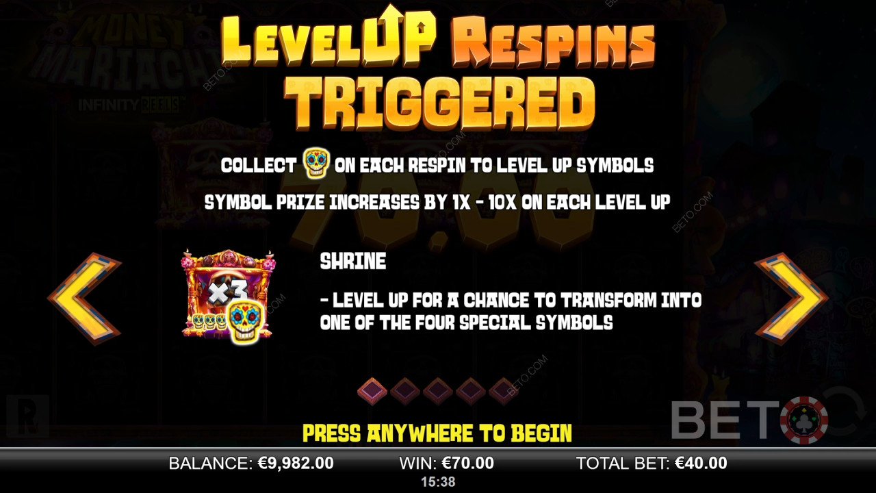 Money Mariachi Fiesta Infinity Reels Slot Makinesinde bahsinizin 20,350 katını kazanın!