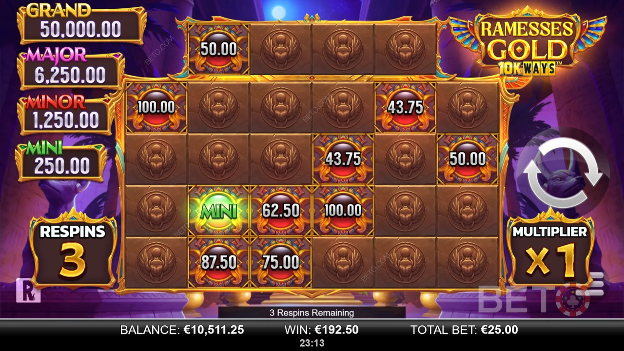 Ramesses Gold 10K Ways Slot Makinesinde bahsinizin 9,065 katını kazanın!