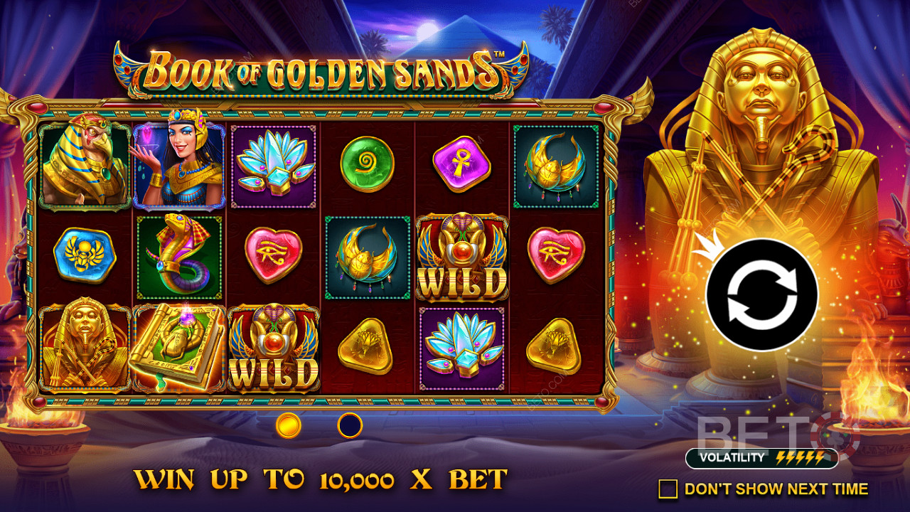 Book of Golden Sands slotunda bahis miktarınızın 10.000 katına kadar kazanın