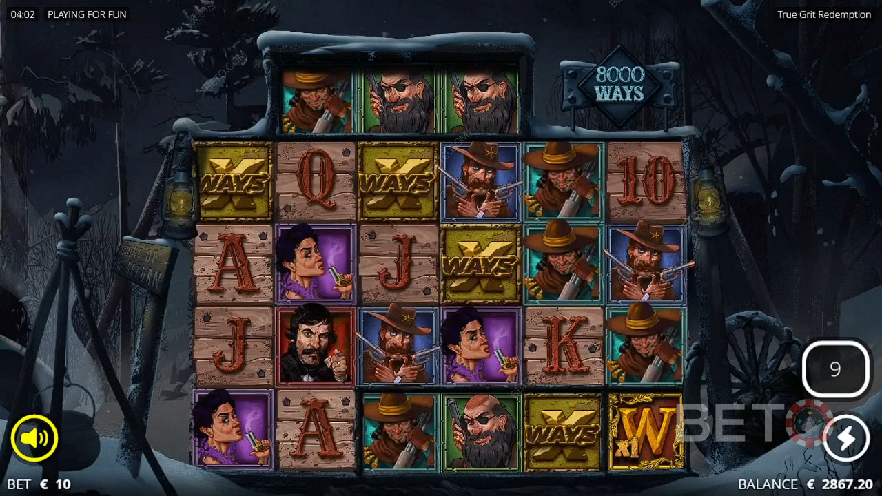 True Grit Redemption slotundaki Free Spins sırasında tüm pozisyonların kilidi açılır