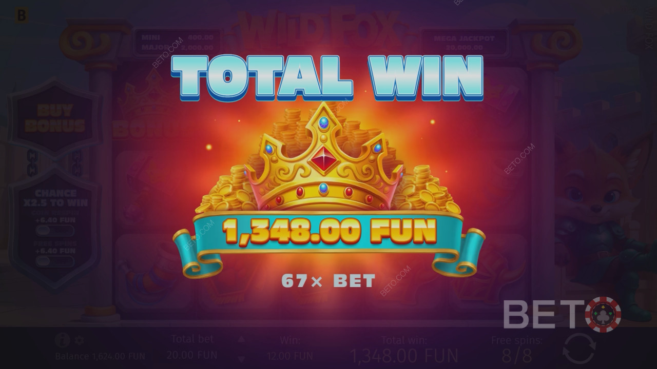 Wild Fox Slot oyununda bahsinizin 2.000 katını kazanın!