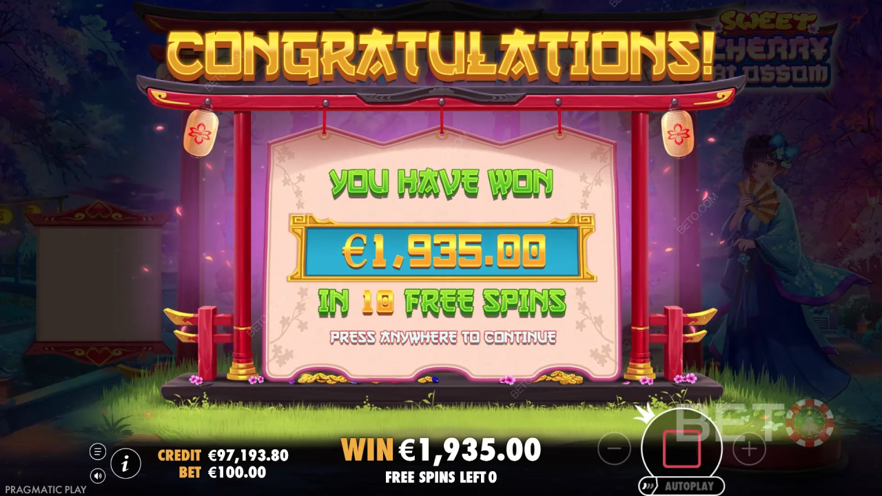 Sweet Cherry Blossom çevrimiçi slot oyununda bahis tutarınızın 5.000 katını kazanın!