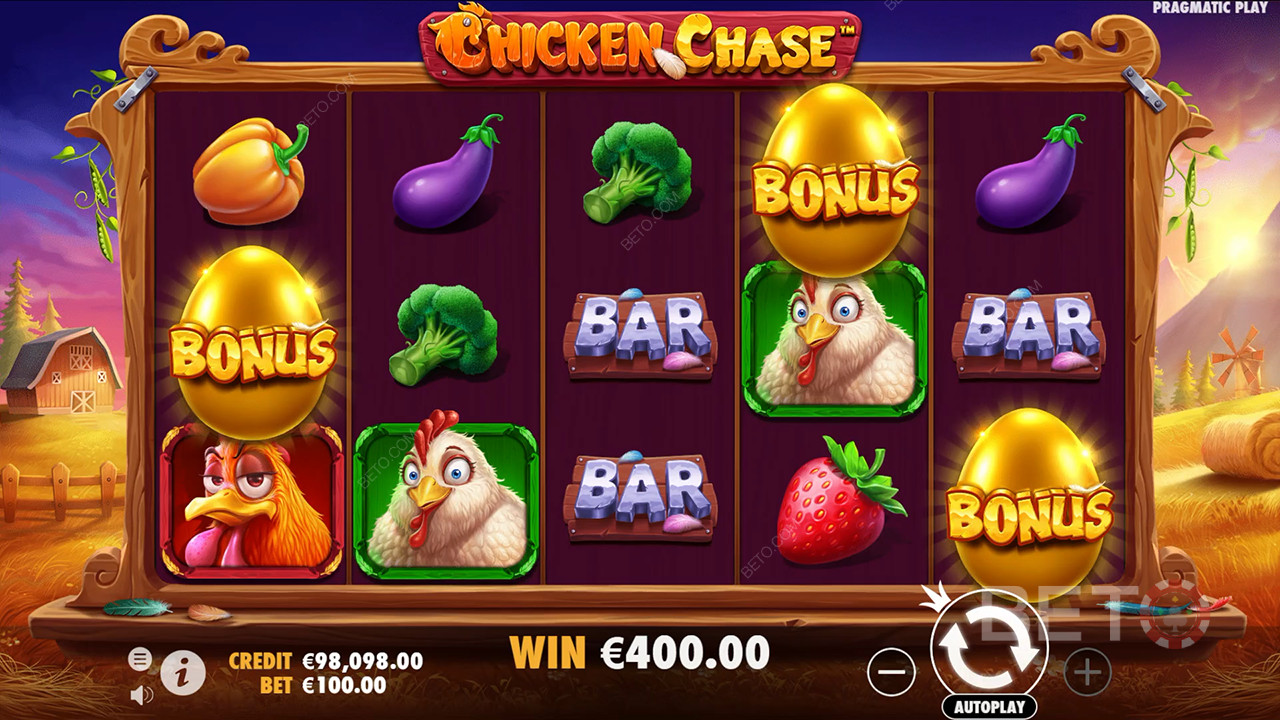Chicken Chase Slot Makinesinde bahsinizin 210 katını kazanın!